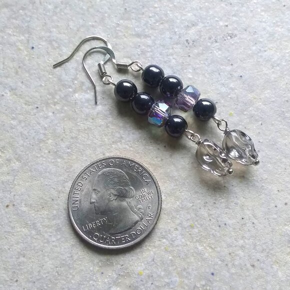 Slim & Slender Skull Dangle Earrings - Sugarskulls - Bling Glam Goth Punk Baddy - Picture 3 of 5